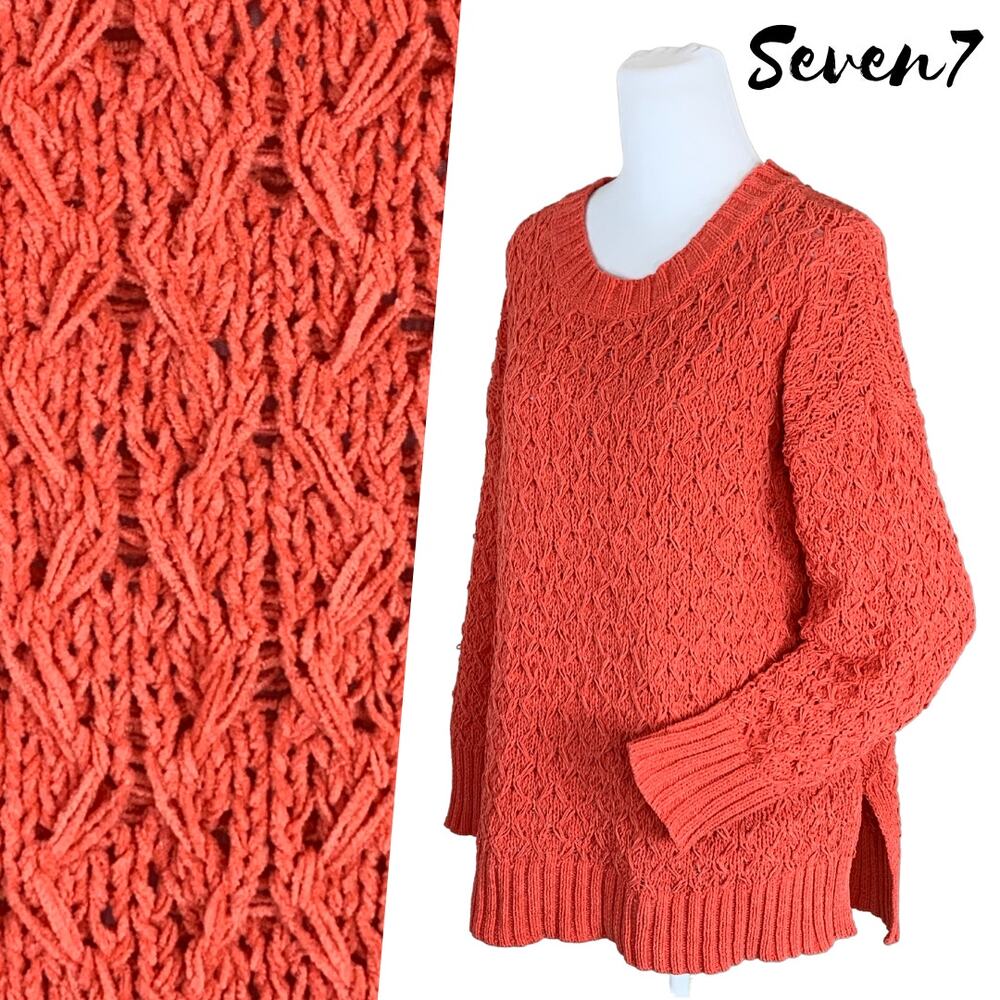 Soft Chenille Coral Sweater Rustic Boho Coastal Summer Beach Travel Leisure HiLo